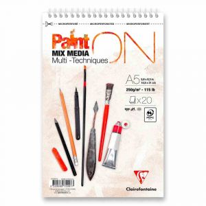 Blok Clairefontaine Paint'ON White - A5+, 20 listů, 250 g