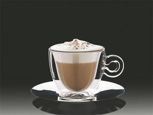 Hrnek espresso s nerezovým podšálkem "Thermo", 16,5 cl, dvoustěnný - 2 kusy
