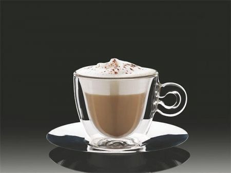 Hrnek espresso s nerezovým podšálkem "Thermo", 16,5 cl, dvoustěnný - 2 kusy