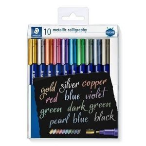 Kaligrafické popisovače "Design Journey Metallic Calligraphy", 10 barev, 2,8 mm, STAEDTLER