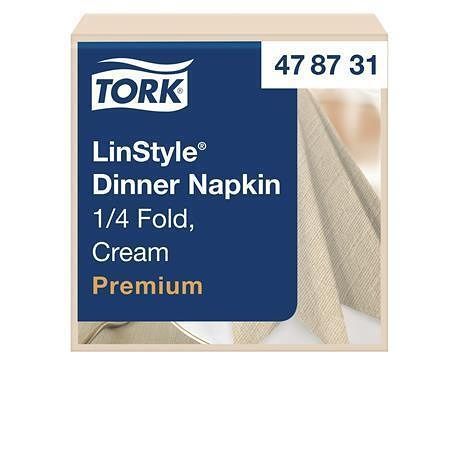 Ubrousky "LinStyle", slonová kost, 1-vrstvé, 1/4 skládání, 39 x 39 cm, Premium, 50 ks, TOR