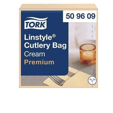 Ubrousky na příbory "LinStyle", slonová kost, 1-vrstvé, 1/8 skládání, Premium, 50 ks, TORK