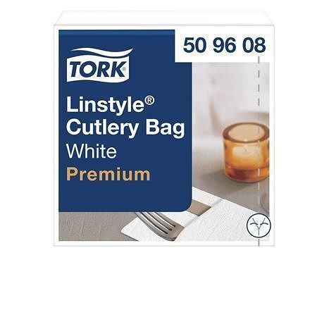Ubrousky na příbory "LinStyle", bílá, 1-vrstvé, 1/8 skládání, Premium, 50 ks, TORK 509608
