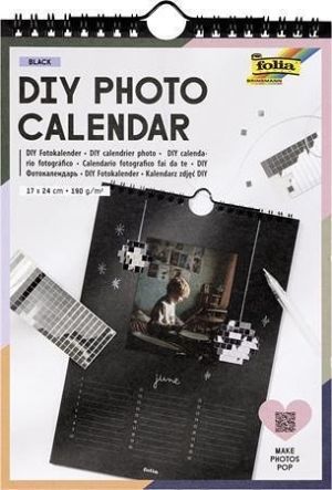 Fotokalendář "DIY", černá, nástěnný, kreativní, 17 x 24 cm, 190 g, 13 listů, FOLIA 23185
