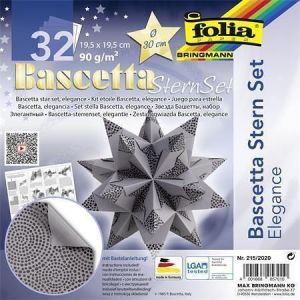 Origami papír na Bascetta hvězdu "Elegance", antracitová, 19,5 x 19,5 cm, FOLIA 215/2020