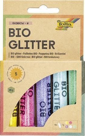 Třpytky "Rainbow M", 5 barev, BIO, 5x 7 g, FOLIA 57812