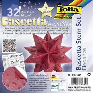 Origami papír na Bascetta hvězdu "Elegance", červená, 14,5 x 14,5 cm, FOLIA 213/1515
