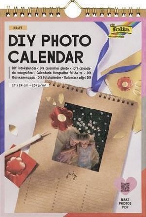 Fotokalendář "DIY", kraftový papír, nástěnný, kreativní, 17 x 24 cm, 200 g, 13 listů, FOLI