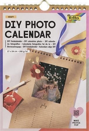Fotokalendář "DIY", kraftový papír, nástěnný, kreativní, 17 x 24 cm, 200 g, 13 listů, FOLI