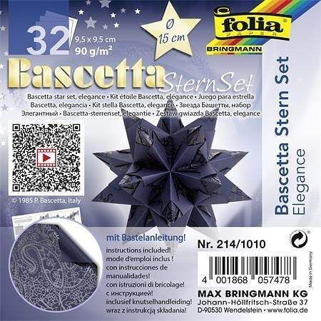 Origami papír na Bascetta hvězdu "Elegance", modrá, 9,5 x 9,5 cm, FOLIA 214/1010