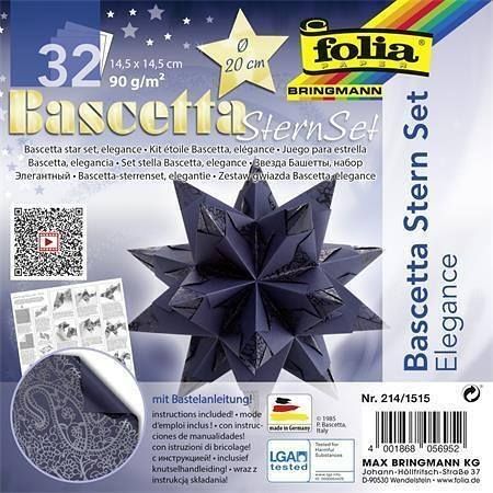 Origami papír na Bascetta hvězdu "Elegance", modrá, 14,5 x 14,5 cm, FOLIA 214/1515