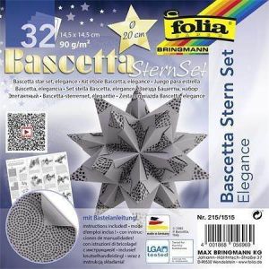 Origami papír na Bascetta hvězdu "Elegance", antracitová, 14,5 x 14,5 cm, FOLIA 215/1515