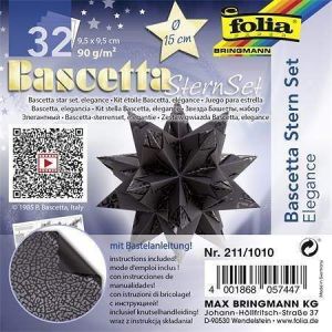 Origami papír na Bascetta hvězdu "Elegance", černá, 9,5 x 9,5 cm, FOLIA 211/1010