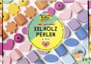 Korálky, základní tvary, různé barvy, dřevo, 68 ks, XXL, FOLIA 22999