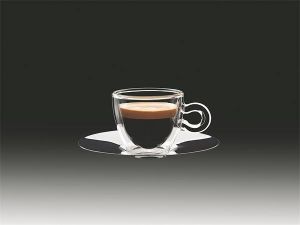 Hrnek espresso s nerezovým podšálkem "Thermo", 6,5 cl, dvoustěnný - 2 kusy