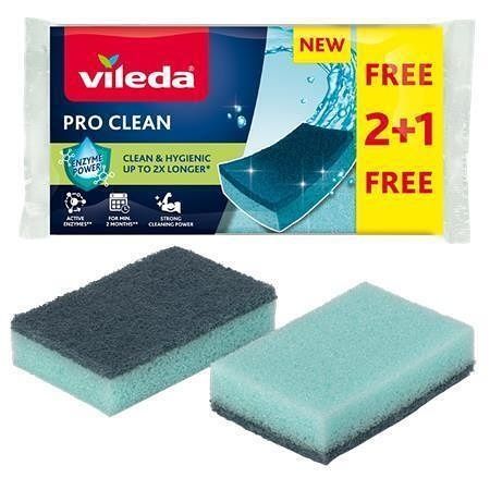 Houba na nádobí "Pro Clean", modrá, 2+1 ks, VILEDA