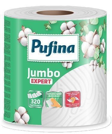 Papírové utěrky "Expert", 2-vrstvé, 320 útržků, 1 role, PUFINA PP21204