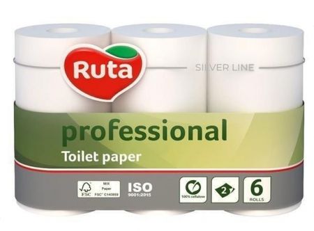 Toaletní papír, bílá, 2-vrstvý, 55 m, 500 útržků, 6 rolí, RUTA T0528