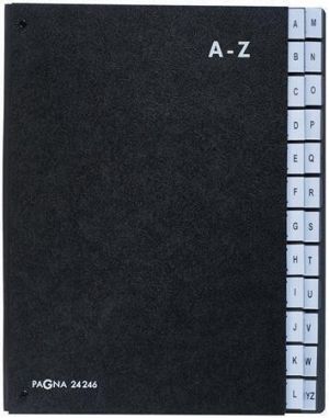 Desky s rozlišovači "Classic", černá, stolní, 24 přihrádek, karton, A4, A-Z, PAGNA 24246-0