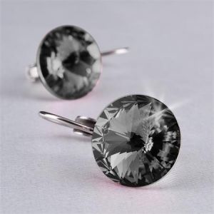 Náušnice, závěsné, "MADE WITH SWAROVSKI ELEMENTS", černý diamant, 12 mm, ART CRYSTELLA