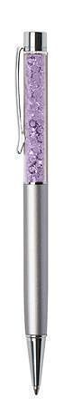 Kuličkové pero SWAROVSKI® Crystals, stříbrná, fialové krystaly v horní části pera, 14 cm,