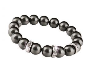 Náramek SWAROVSKI® Crystals, černá, kroužky s křišťálem, M, ART CRYSTELA