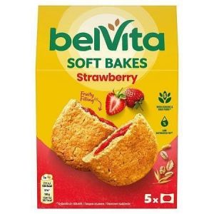 Sušenky "SOFT BAKES", s jahodovou náplní, 5x 50 g, BELVITA 4057443