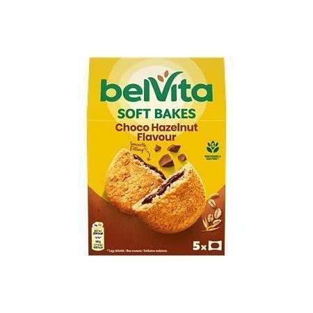 Sušenky "SOFT BAKES", s kakaovou náplní s lískovooříškovou příchutí, 5x 50 g, BELVITA 4057