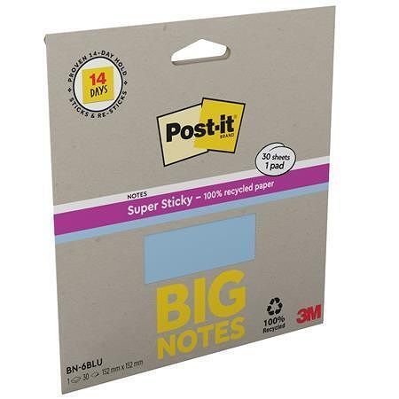 Samolepicí bloček "Super Sticky", modrá, 152 x 152 mm, 30 listů, 3M POSTIT 7100404744