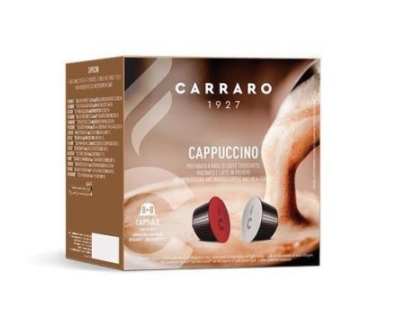 Kávové kapsle "Cappuccino", kompatibilní s Dolce Gusto, 8+8 ks, CARRARO CAR090