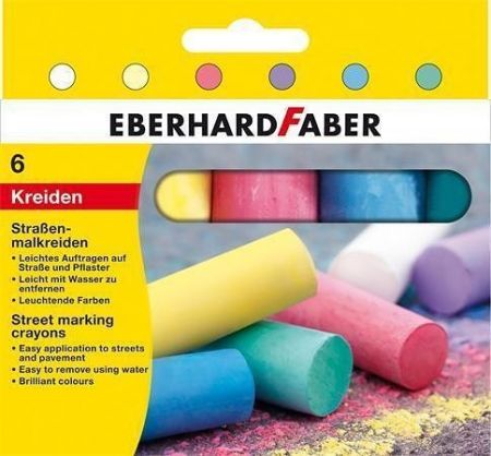 Křídy na chodník, 6 barev, 6 ks, EBERHARD FABER 526506