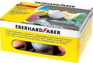 Křídy na chodník, 6 barev, 6 ks, ve tvaru vajíčka, EBERHARD FABER 526510