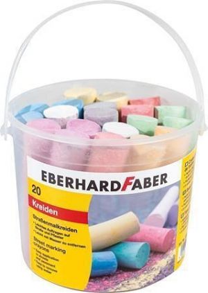Křídy na chodník, 6 barev, 20 ks, v plastovém kbelíku, EBERHARD FABER 526512