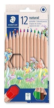 Barevné pastelky "Noris natural 143N", 12 barev, šestihranné, STAEDTLER 143N C12