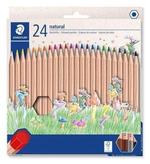 Barevné pastelky "Noris natural 143N", 24 barev, šestihranné, STAEDTLER 143N C24