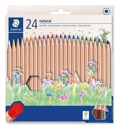 Barevné pastelky "Noris natural 143N", 24 barev, šestihranné, STAEDTLER 143N C24