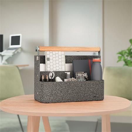 Stolní organizér, šedá, 38 x 19 cm, s rukojetí, recyklovaný termofilc, závěsný, LEITZ 6199