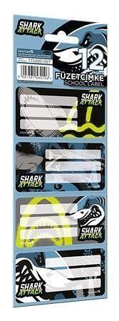 Školní etikety na sešity "Shark Attack", 12 ks/balení, LIZZYSULI 7730001007