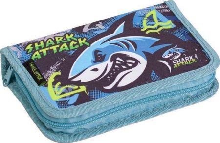 Penál "Shark Attack", 2 klopy, na zip, LIZZYSULI 7210046007