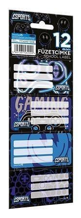 Školní etikety na sešity "Esport Gamer on duty", 12 ks/balení, LIZZYSULI 7730001008