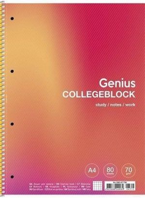 Spirálový sešit "Genius", mix motivů, čtverečkovaný, A4+, 80 listů, SHKOLYARYK A4-080-6715