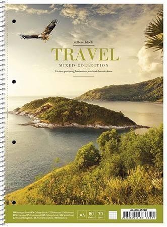 Spirálový sešit "Travel", mix motivů, linkovaný, A4+, 80 listů, SHKOLYARYK A4-080-6529L