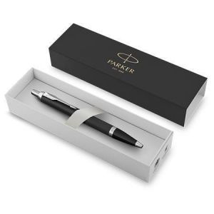 Kuličkové pero "Royal IM Black“, modrá, 0,5 mm, matné černé tělo, stříbrný klip, PARKER 21