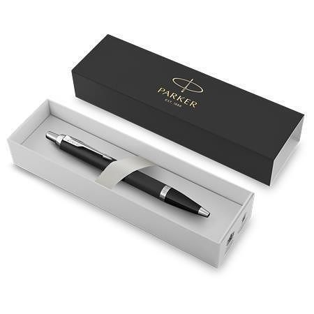 Kuličkové pero "Royal IM Black“, modrá, 0,5 mm, matné černé tělo, stříbrný klip, PARKER 21
