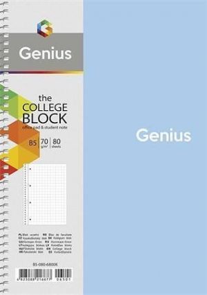 Spirálový sešit "Genius", mix motivů, čtverečkovaný, B5, 80 listů, SHKOLYARYK B5-080-6800K