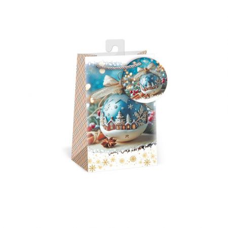 ARGUS Dárková papírová taška (10 x 16 cm) - Vánoční koule se zimní vesničkou 08130476h