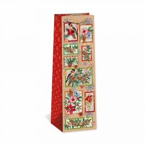 S Dárková papírová taška NATUR na víno (11 x 36 cm) - Vánoční dekorativní rámečky 08340102