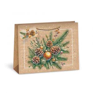 ARGUS Dárková papírová taška (24.3 x 18.3 cm) - Větvička se zlatou koulí 08440104