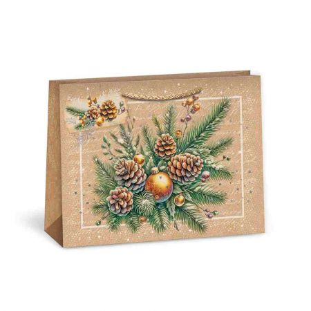 ARGUS Dárková papírová taška (24.3 x 18.3 cm) - Větvička se zlatou koulí 08440104