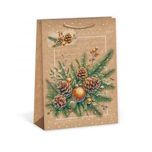 ARGUS Dárková papírová taška (23.3 x 31.3 cm) - Větvička se zlatou koulí 08540104
